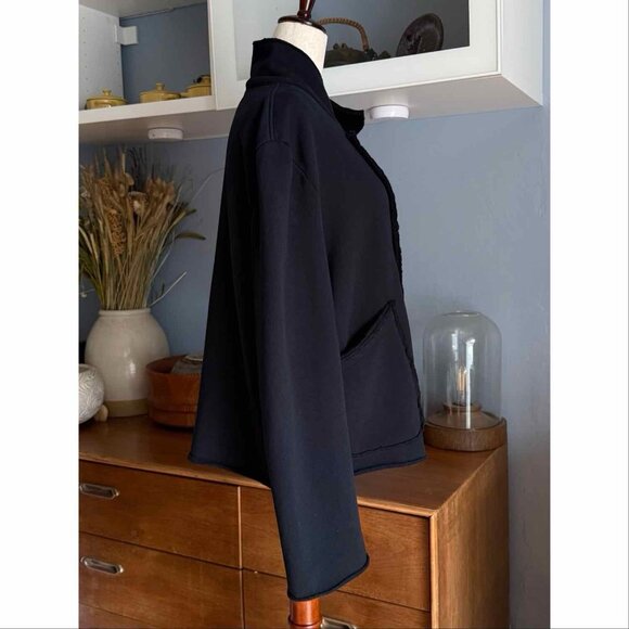 Frank & Eileen Mini Belfast Cropped Sweatshirt Peacoat Jacket Black - Picture 5 of 9